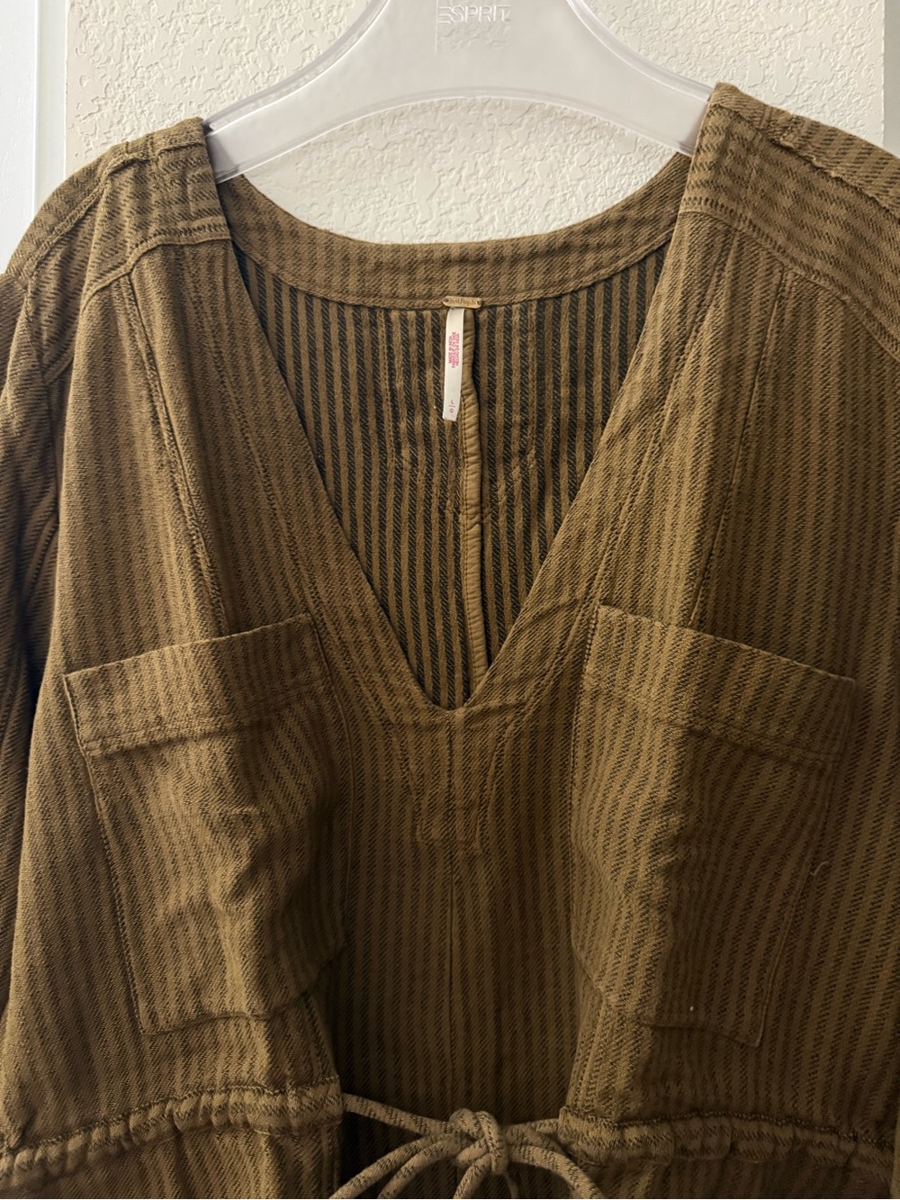 Free People Solstice Washed Shortall Romper Brown Viper L - Picture 2 of 9